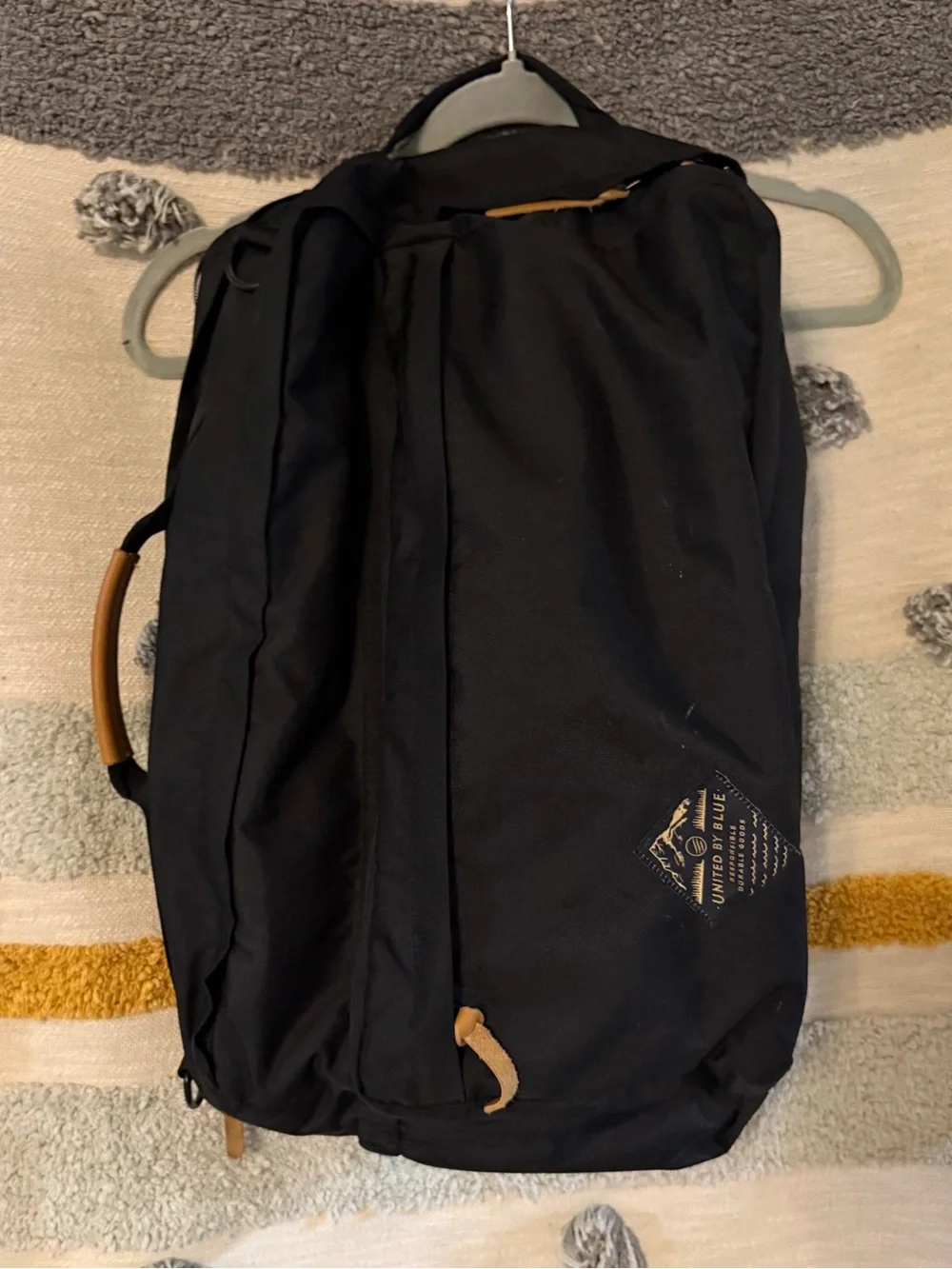 United by Blue - Black Travel Duffel Backpack with Tan Accents
